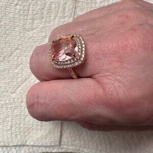 Elegant New Silver Filled Rose Gold Colored Wedding Ring Size 7